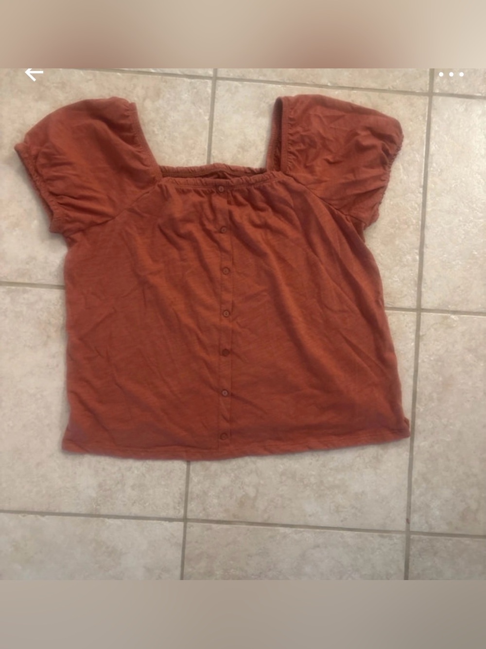 SO Rust Orange Square-Neck Button Front Top